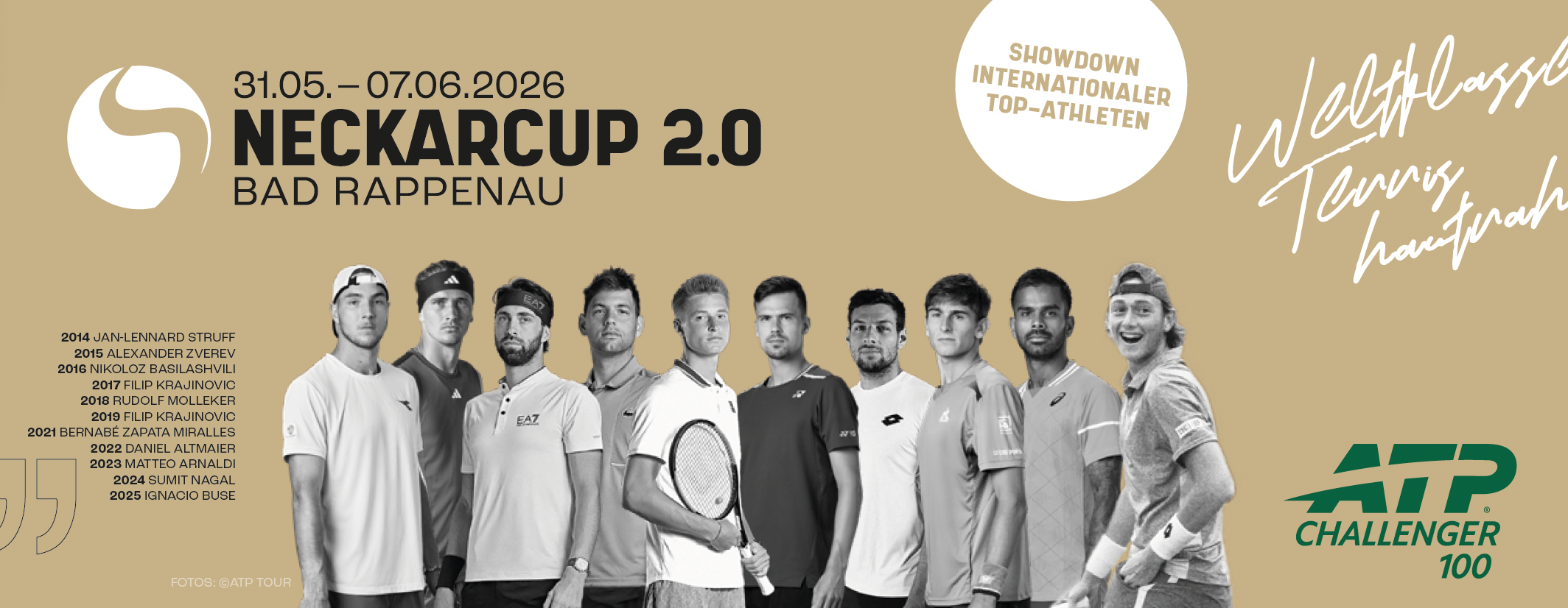 Weltklasse-Tennis vor der Haustür: Der NECKARCUP in Bad Rappenau